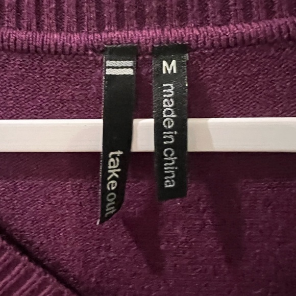 TakeOut Purple V Neck Sweater - Picture 3 of 3